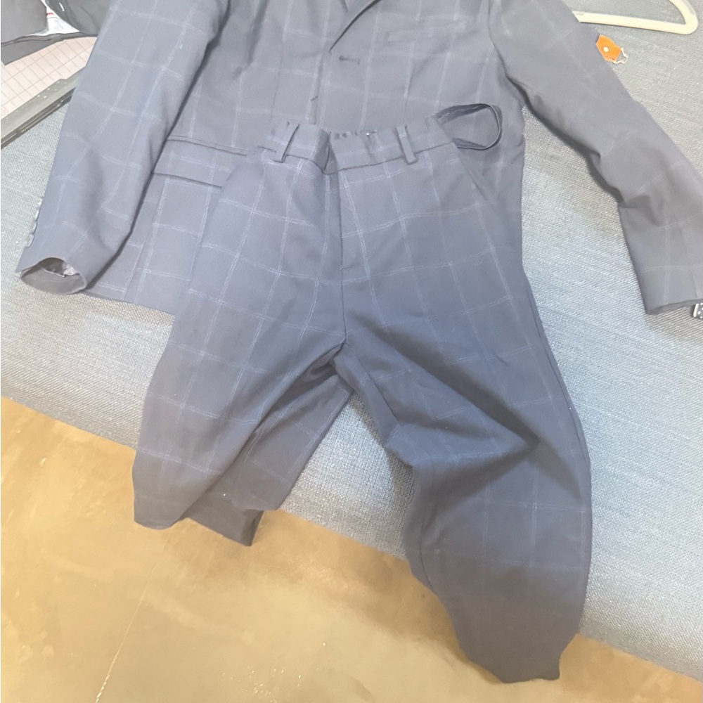 Zara Boys Navy Windowpane Matching Suit Set